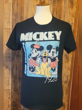 Disney Black Mickey & Friends Short Sleeve Tee with Blue Graphic
